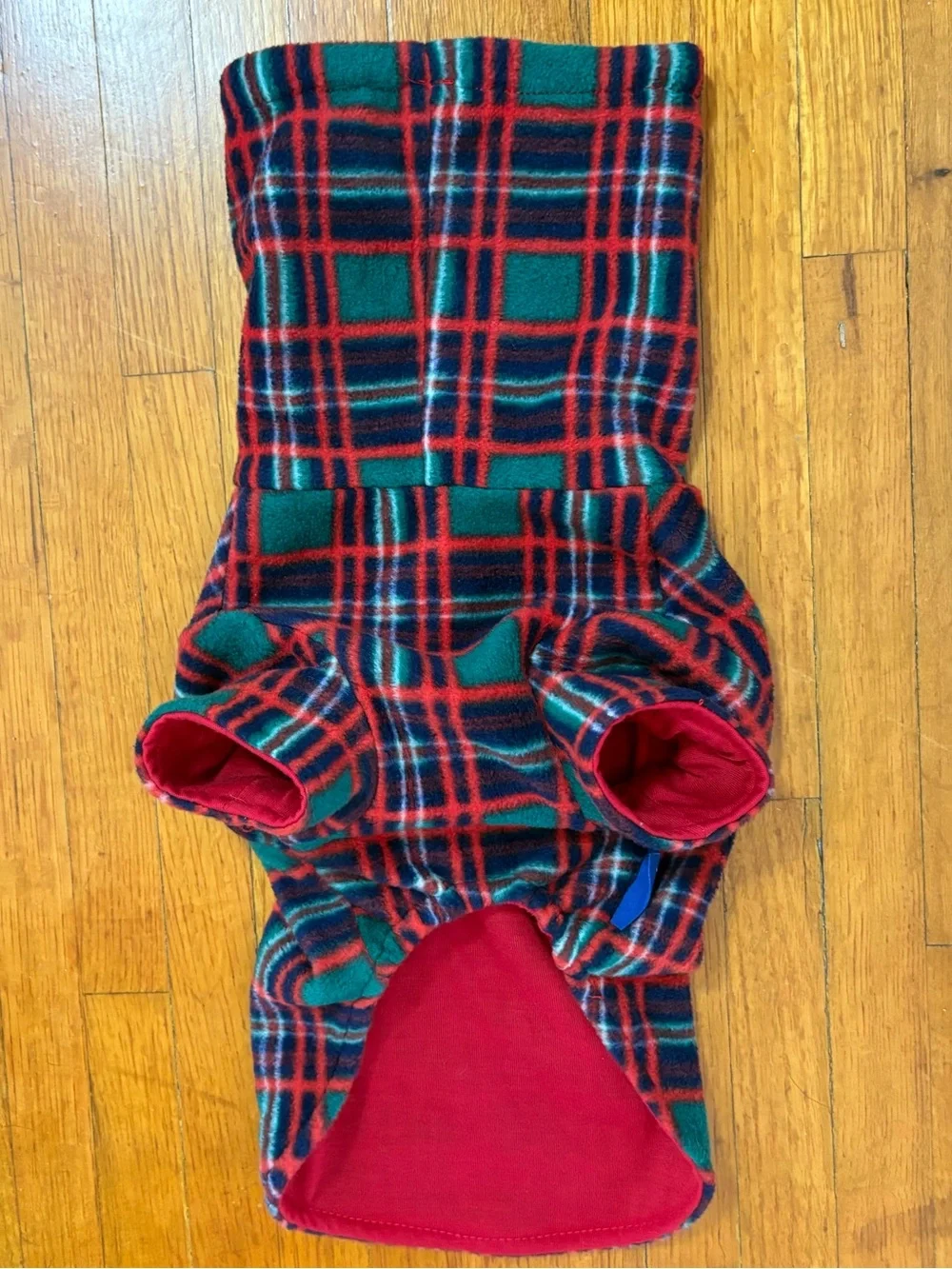 Fleece Plaid Turtleneck Hood Dog Coat XS-S